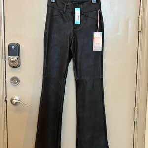 Black Faux Leather Flare Pants